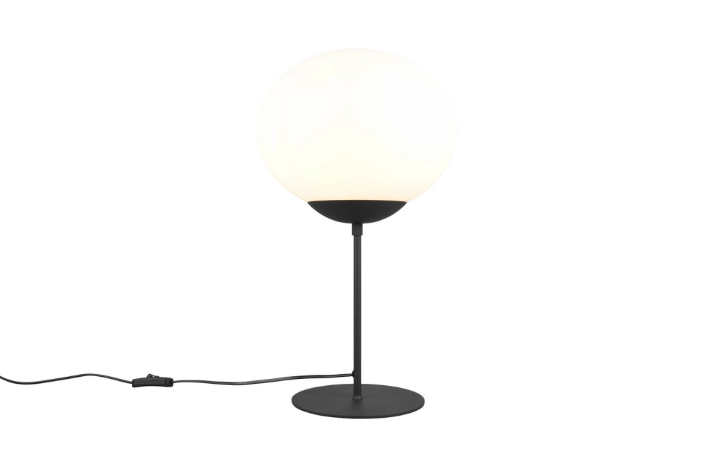 Lampada da tavolo minimal nera opaca sfera E27 Fomento
