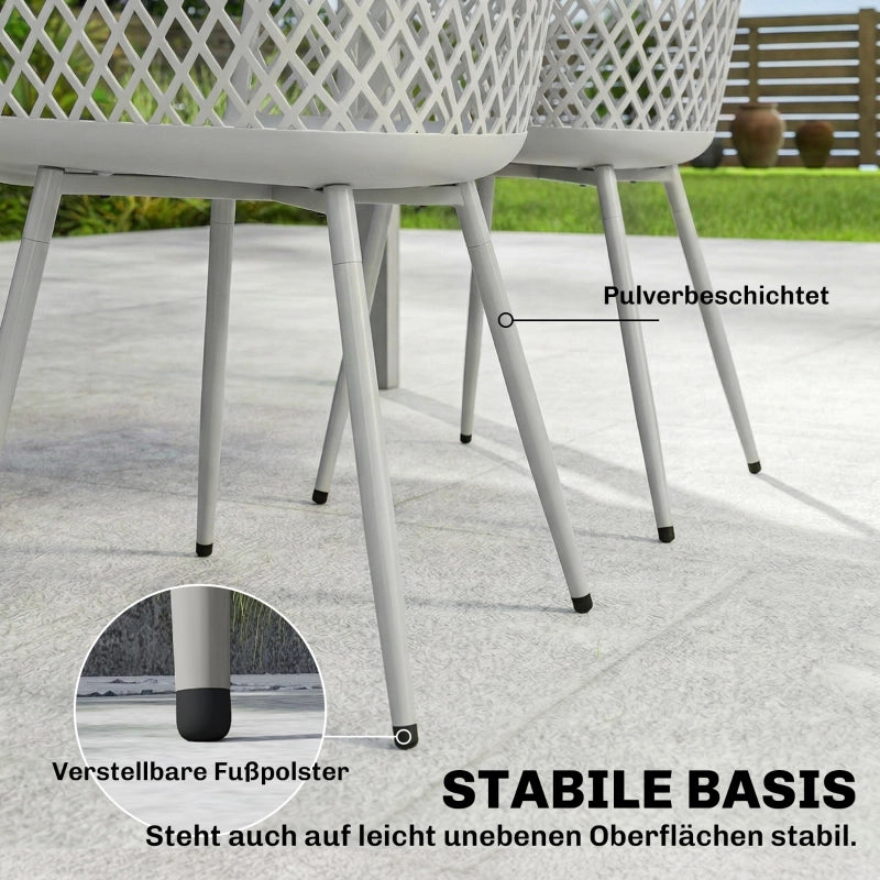 Set di 4 sedie da giardino, in plastica resistente ai raggi UV, con braccioli e schienale, 56 x 51 x 84 cm, colore grigio.
