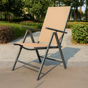 Sedia da Giardino Pieghevole in Metallo e Textilene – Regolabile e Salvaspazio COLORE: BEIGE