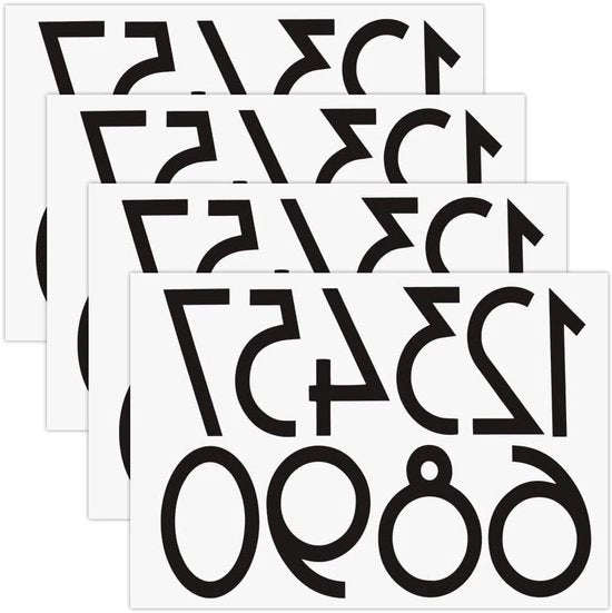 Etichette Riflettenti per Numero di Casa in Vinile Nero, Acqua-Resistenti, Autoadesivi, Set da 4 - Idonee per Numeri di Casa, Segnali, Porte, Auto, Contenitori dei Rifiuti - Dimensioni 6,4x8,5