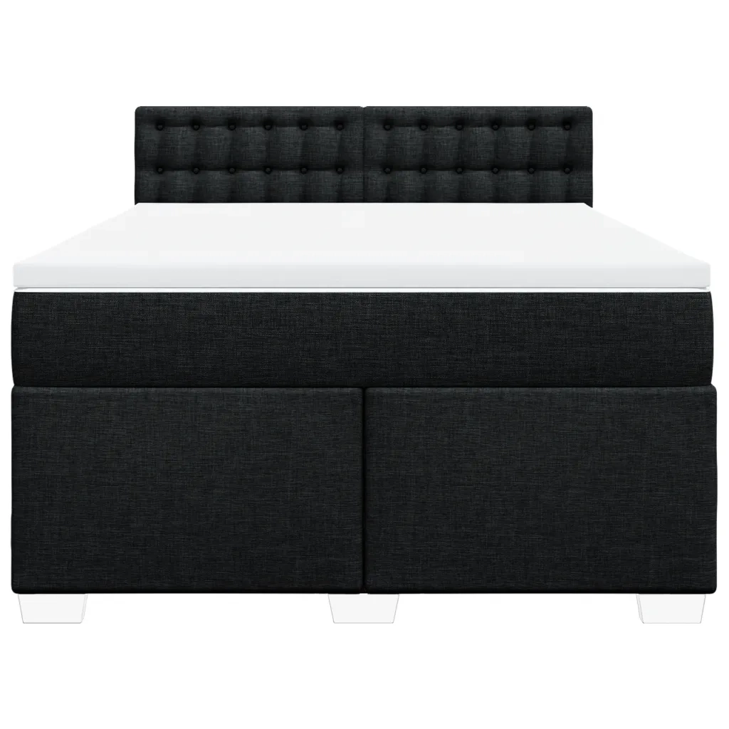 Giroletto a Molle con Materasso Nero 140x200 cm in Tessuto
