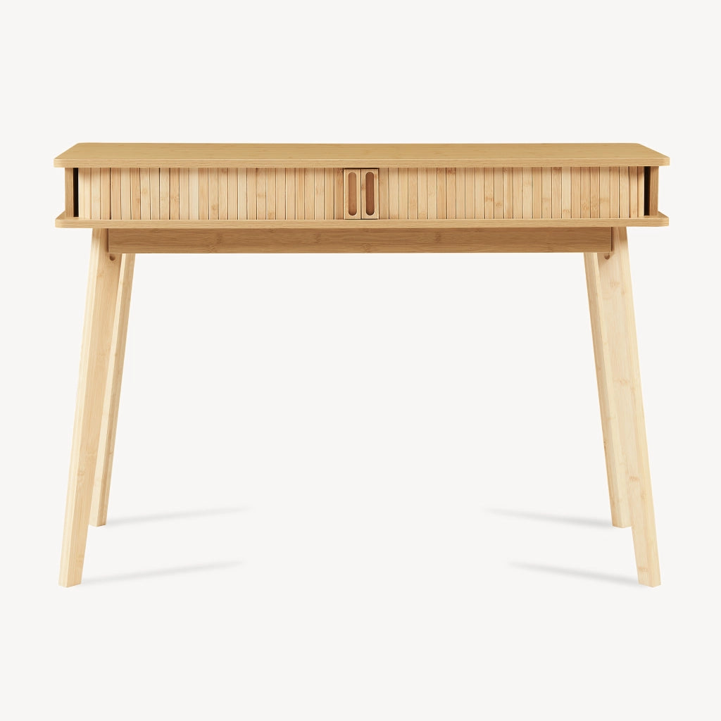 Tavolo a Consolle Tysvær a 2 Ante Scorrevoli in Bambù Naturale 110 x 40 x 78 cm [en.casa]
