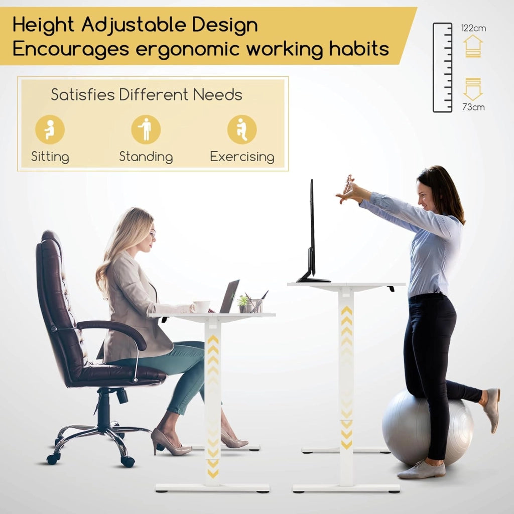 Scrivania seduta in piedi 120 x 60 cm, scrivania elettrica regolabile con pannello di controllo intelligente, scrivania ergonomica con 3 altezze di memoria, supporto per scrivania seduto in
