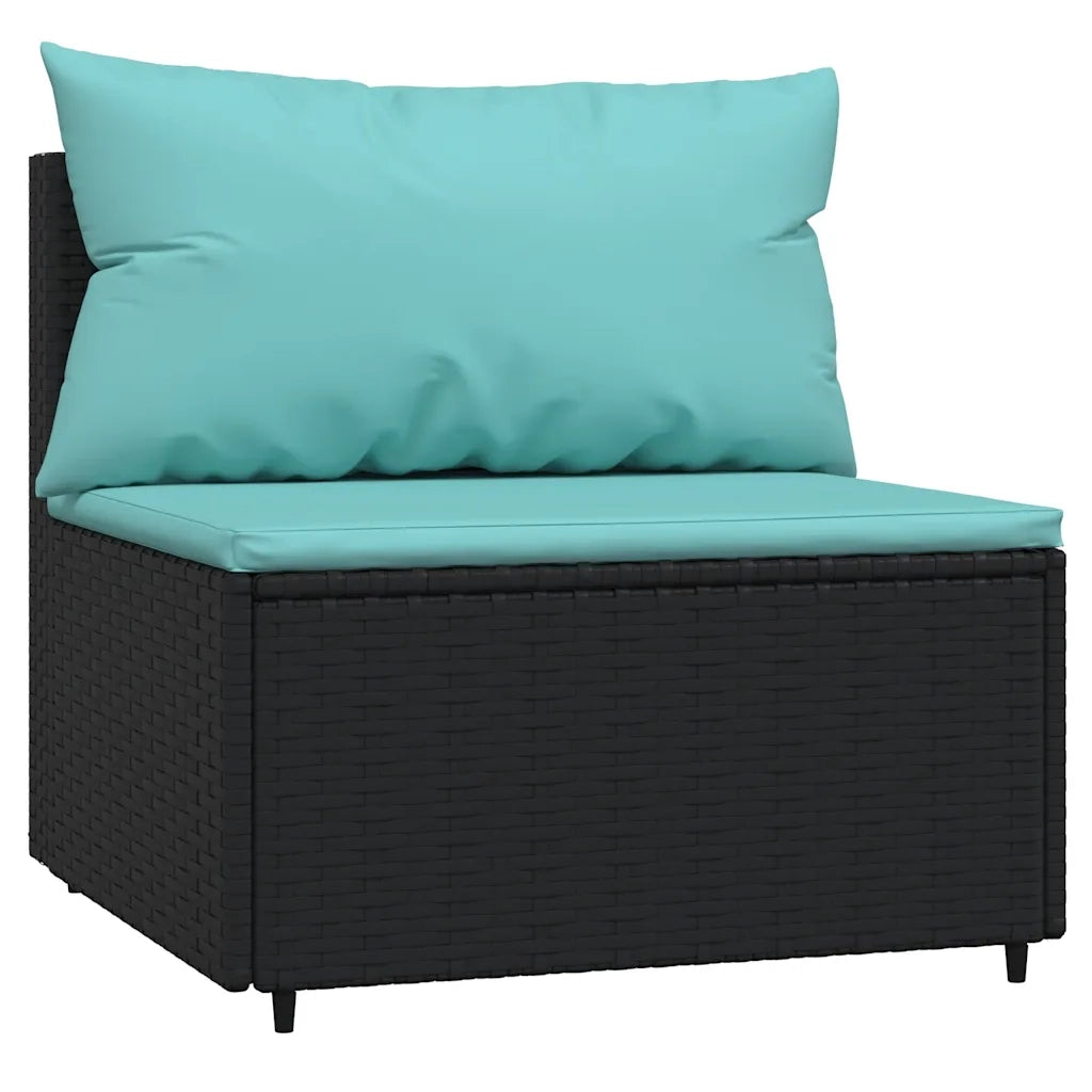 Set Divani da Giardino 4 pz con Cuscini Nero in Polyrattan 319800