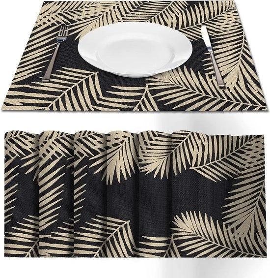 Set di 6 piastre da tavola, lavabili, PVC, piastre da tavola resistenti all'ingombro, nero, lavabili, antiscivolo, 30 x 45 cm, resistente al calore