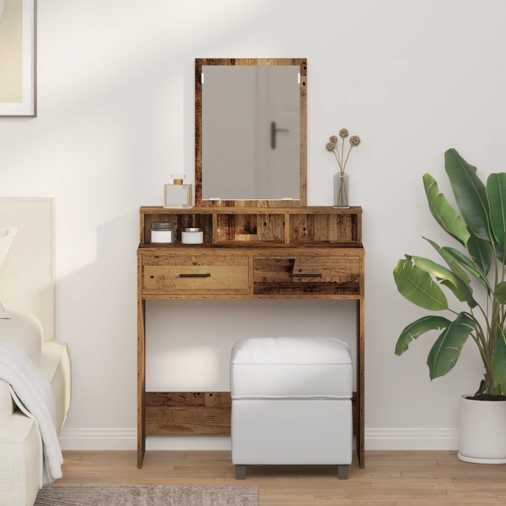 Tavolo da Trucco con Cassetti in Legno Antico 79x41x140 cm