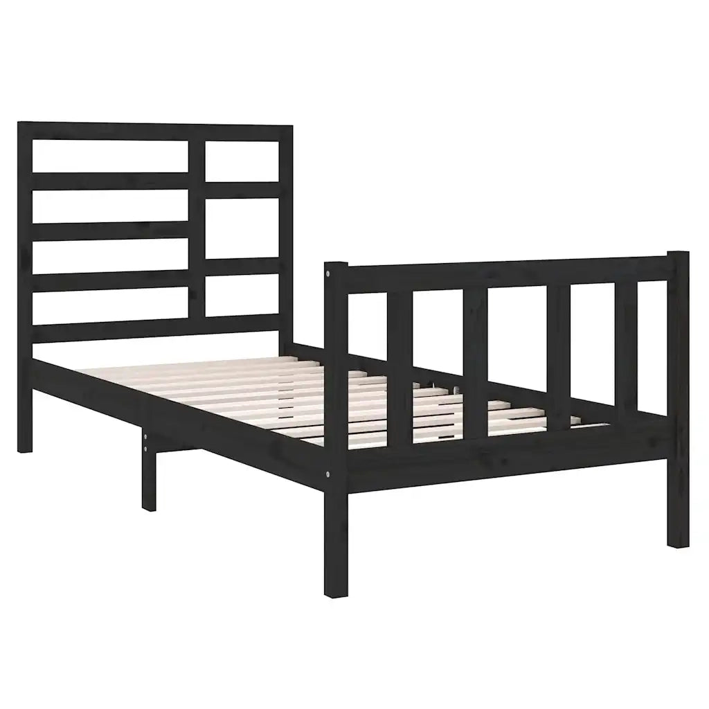 Giroletto in Legno Massello Nero 75x190 cm Small Single 3105889