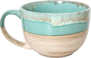 Tazze da tè in ceramica - set di tazze con manico per muesli - 700 ml tazze da zuppa - set di tazze con coperchio per caffè cereali per colazione zuppe snack insalata gelato (verde) tazze da zuppa con manico