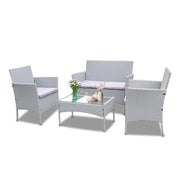 Set di mobili da giardino in polyrattan, grigio, 7 pezzi, con cuscino e tavolo, per esterni, giardino, terrazza