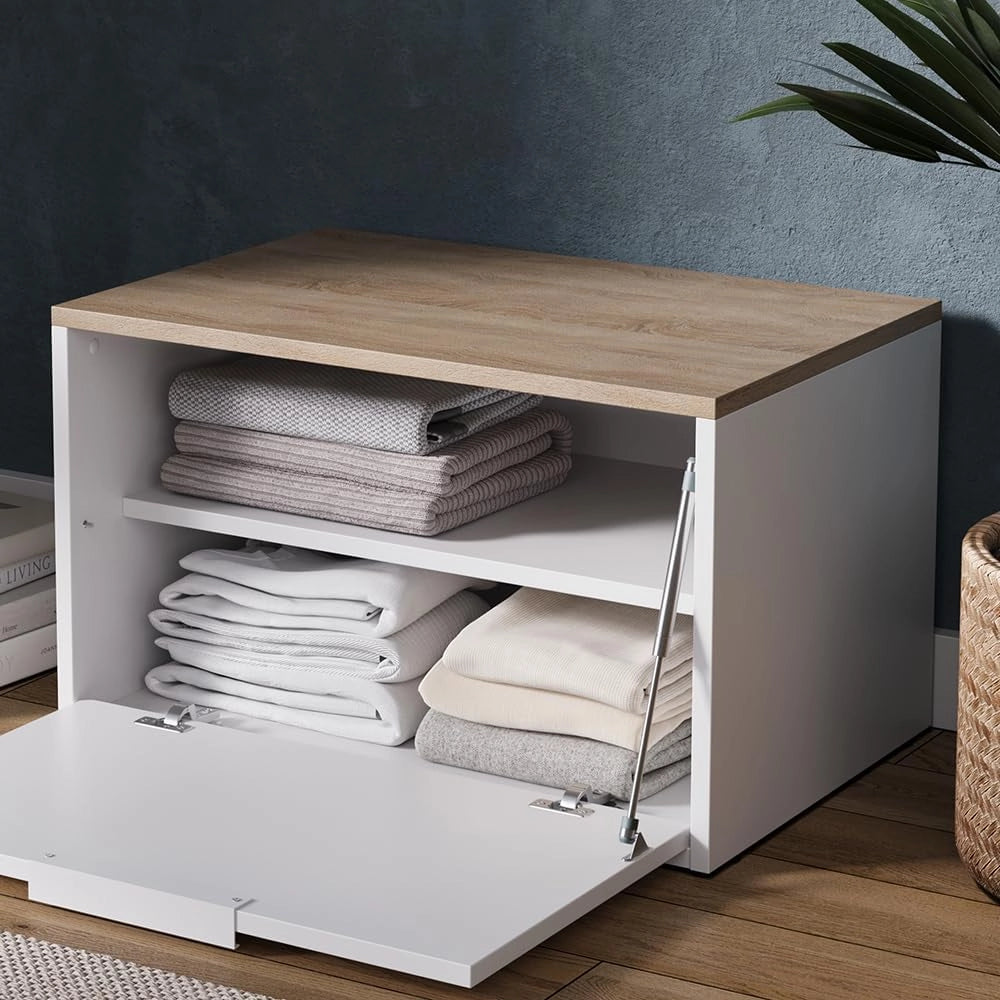 Credenza Betti, Bianco/Sonoma, 60 x 36 cm con porte