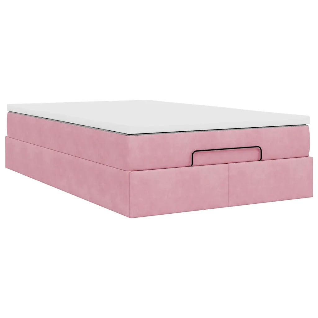 Pouf Letto con Materasso Rosa 120x190 cm Velluto 3311176