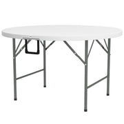 Tavolo Pieghevole per Giardino e Campeggio Ø122x73 cm in Acciaio e HDPE Grigio e Bianco