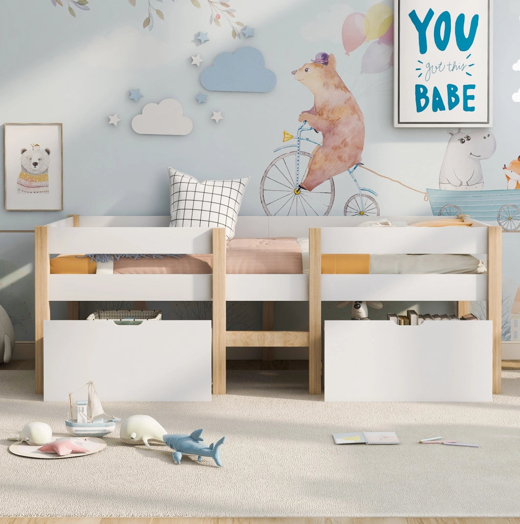 Letto per bambini 90x200 cm; rialzato con sponde; legno bianco (Senza materasso)