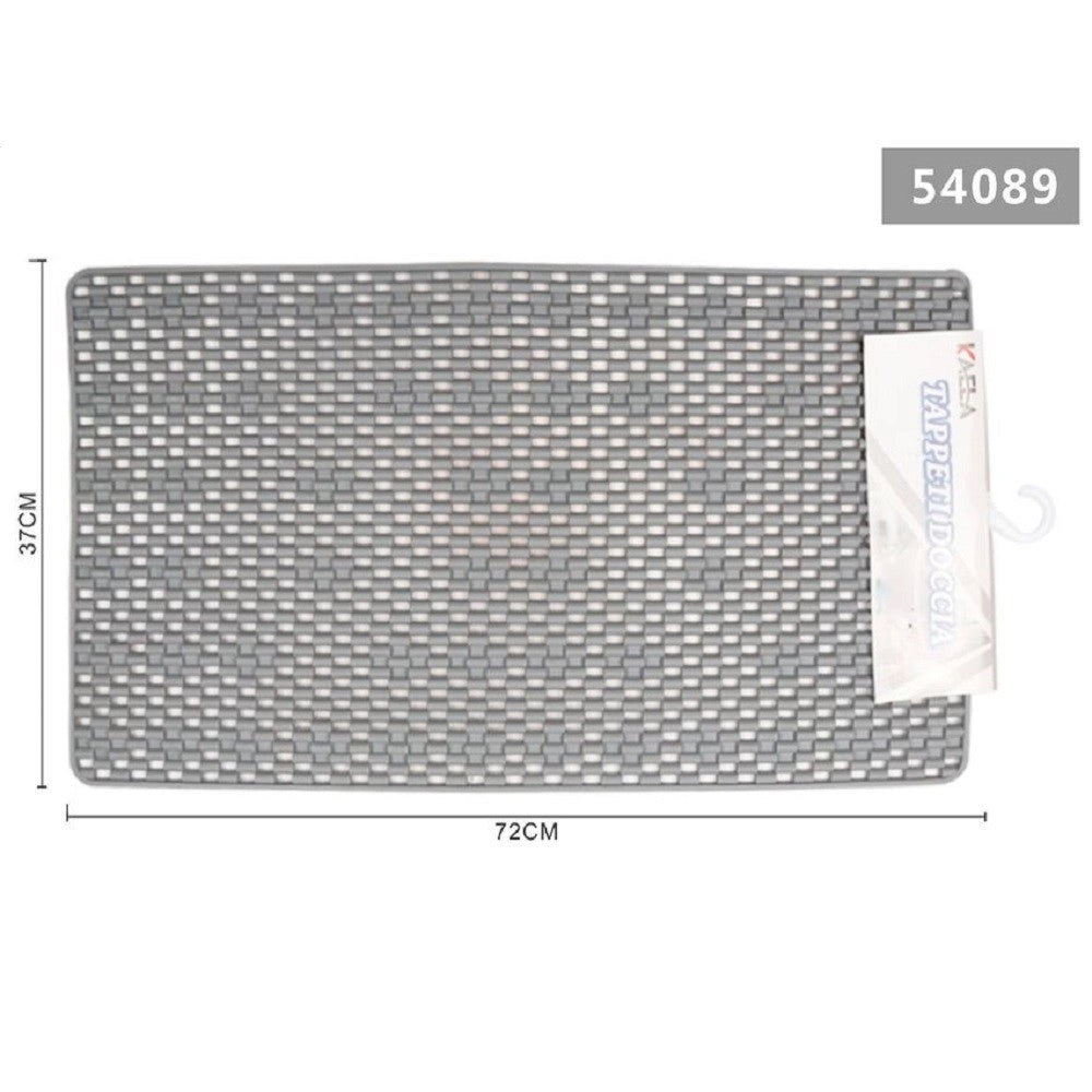 Trade Shop - Tappeto Per Doccia Tappetino Vasca Da Bagno Rettangolare 37 X 72 Cm Grigio 54089 -