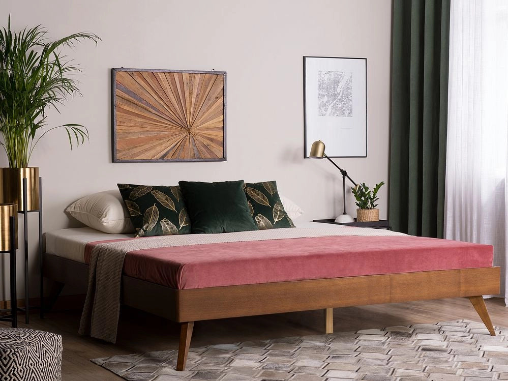 Letto 160 x 200 cm in frassino scuro 160 x 200 cm con rete a doghe