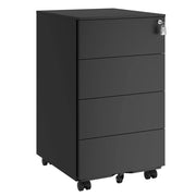 Mobiletto portaoggetti con serratura 3 cassetti per documenti e cancelleria preassemblato per l'ufficio domestico 39 x 45 x 55 cm nero opaco 12_0004821