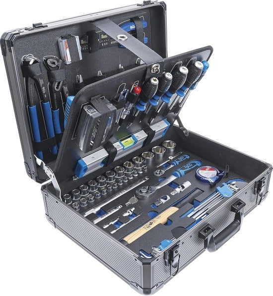 Set di attrezzi in una scatola con 149 pezzi in acciaio inox chrome-vanadio