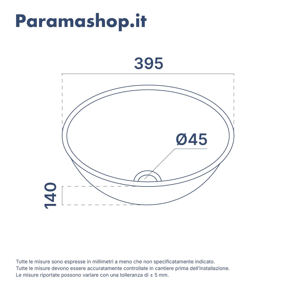 Lavabo da appoggio in vetro trasparente 39,5x39,5x14cm color blu | Aurea