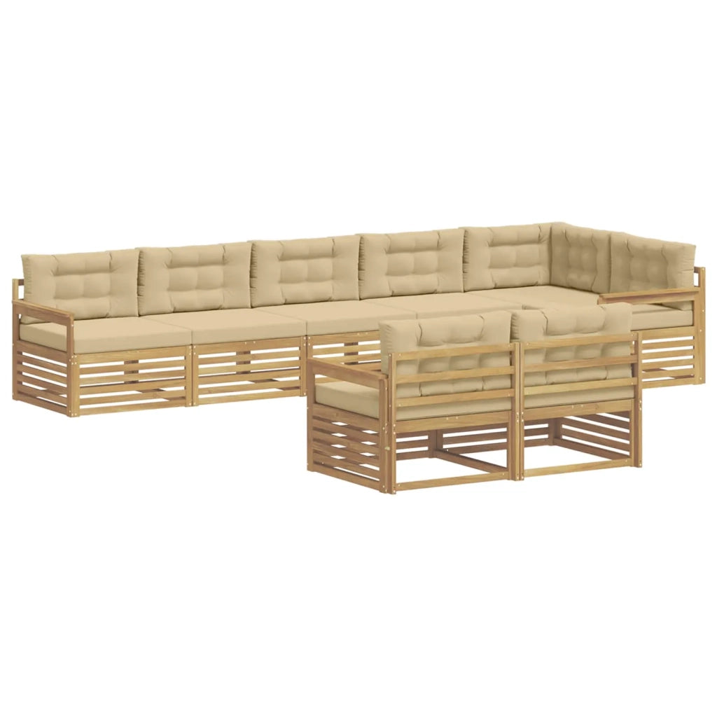 Set di divani da esterno 8 pcs Bianco e Beige Poliestere