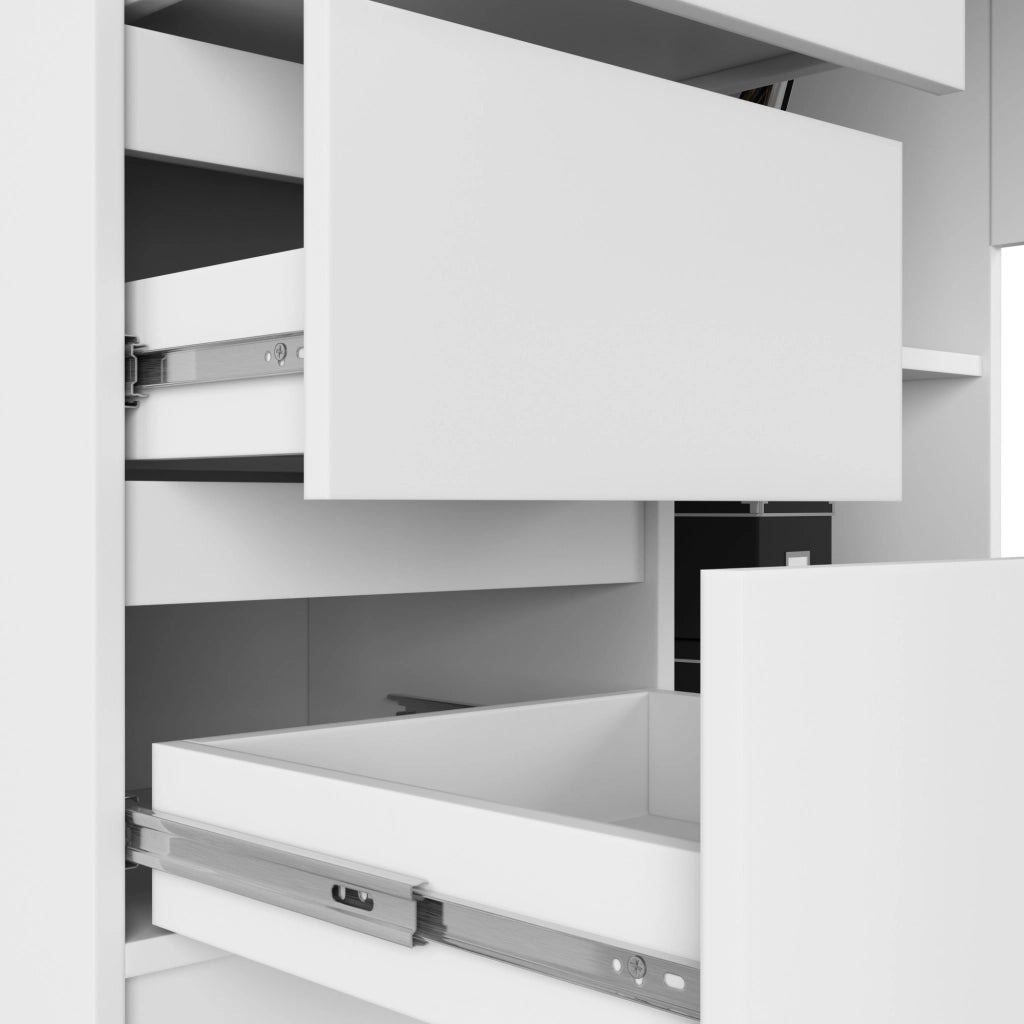 Scrivania angolare AKORD B16 Bianco 124 cm 3 cassetti 124x85x77 cm Modello a sinistra