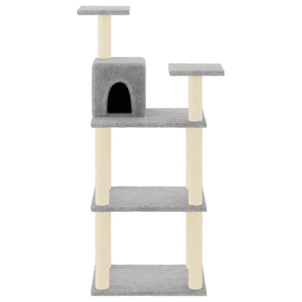 Tiragraffi per gatti Mobili per arrampicata su torre Tiragraffi piattaforma da arrampicata con tiragraffi in sisal leggero 118,5 cm grigio 02_0022554
