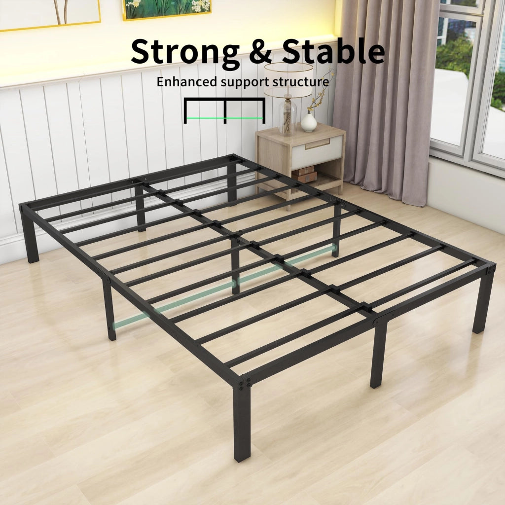LETTO in metallo 140x200 cm nero con spazio contenitore