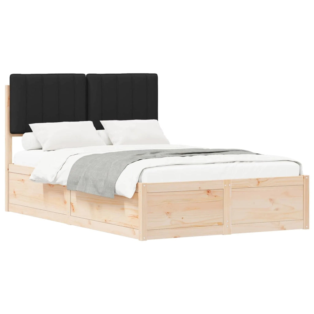 Letto con Testiera Rivestita-Struttura Letto con Testiera Nero 120 x 200 cm Pino massello 493357