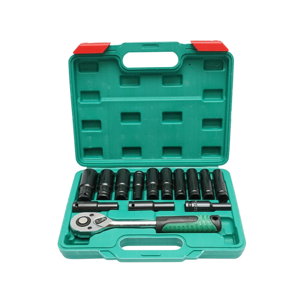 Set di chiavi a bussola a percussione lunghe da 14 pezzi con cricchetto Breckner Germany