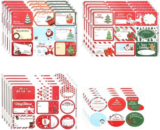 Etichette per Cadeau - 165 pezzi - Etichette Autoadesive - Etichette per Regali - Diverse Colori - 4 Stili - 5,5 x 3,7 cm / 4,4 x 3,5 cm