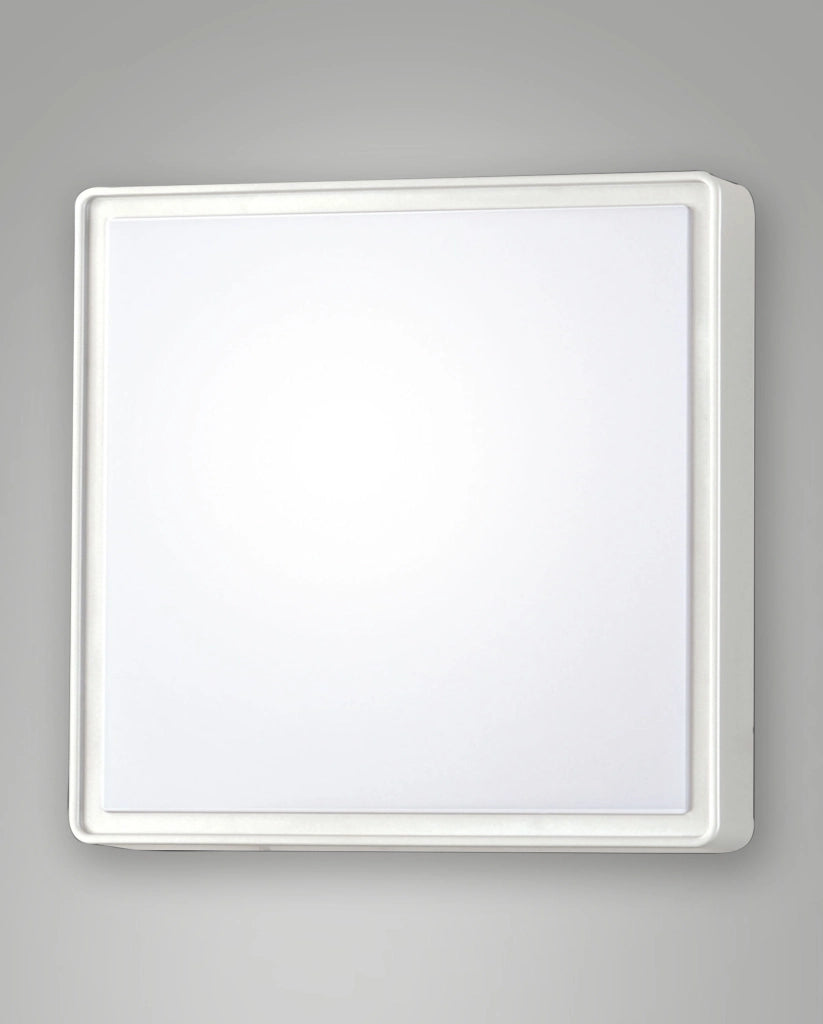 Oban Plafoniera Quadrata IP65 in Policarbonato Bianco per Esterni ed Interni, Attacco E27 2x30W Max, Grado di Protezione Elevato, Codice 3225-65-102