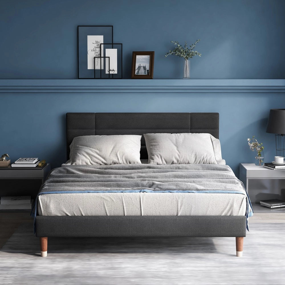 Letto Contenitore Imbottito Matrimoniale con Materasso ¨C MINIMAL ¨C 140x200, Testiera, Rete a Doghe