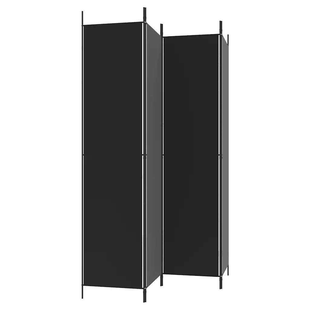 Divisorio a 4 Pannelli-Set di 4 pannelli Paravento Nero 200x220 cm in Tessuto
