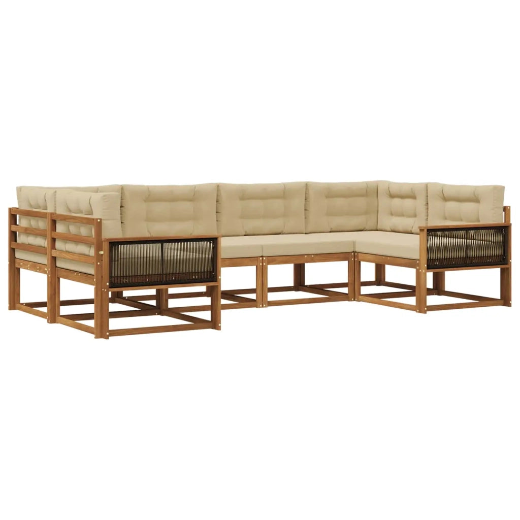 Set di divani da esterno 6 pz Naturale e Beige 3382846
