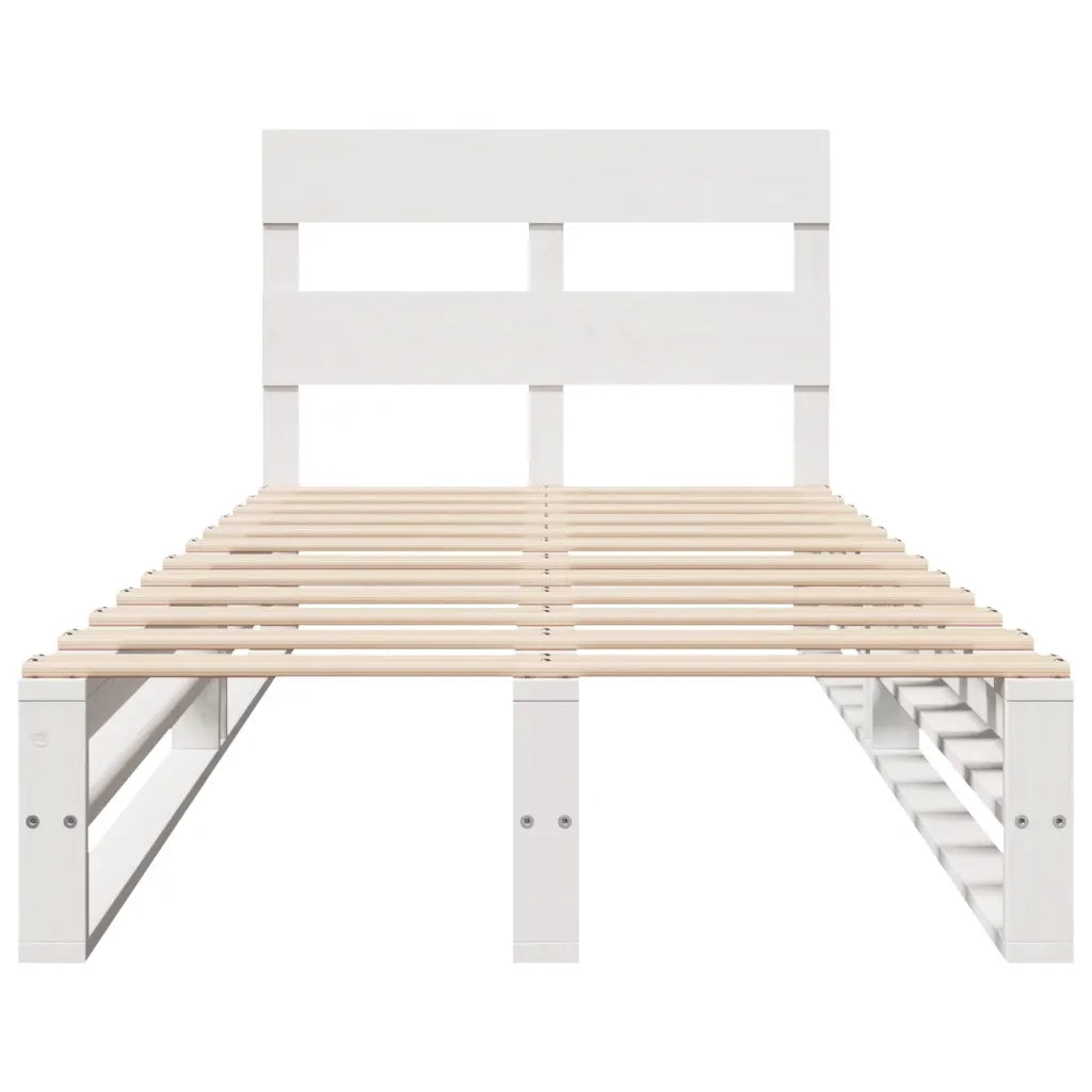 Letto senza Materasso Bianco 90x190 cm in Legno Massello Pino 850822