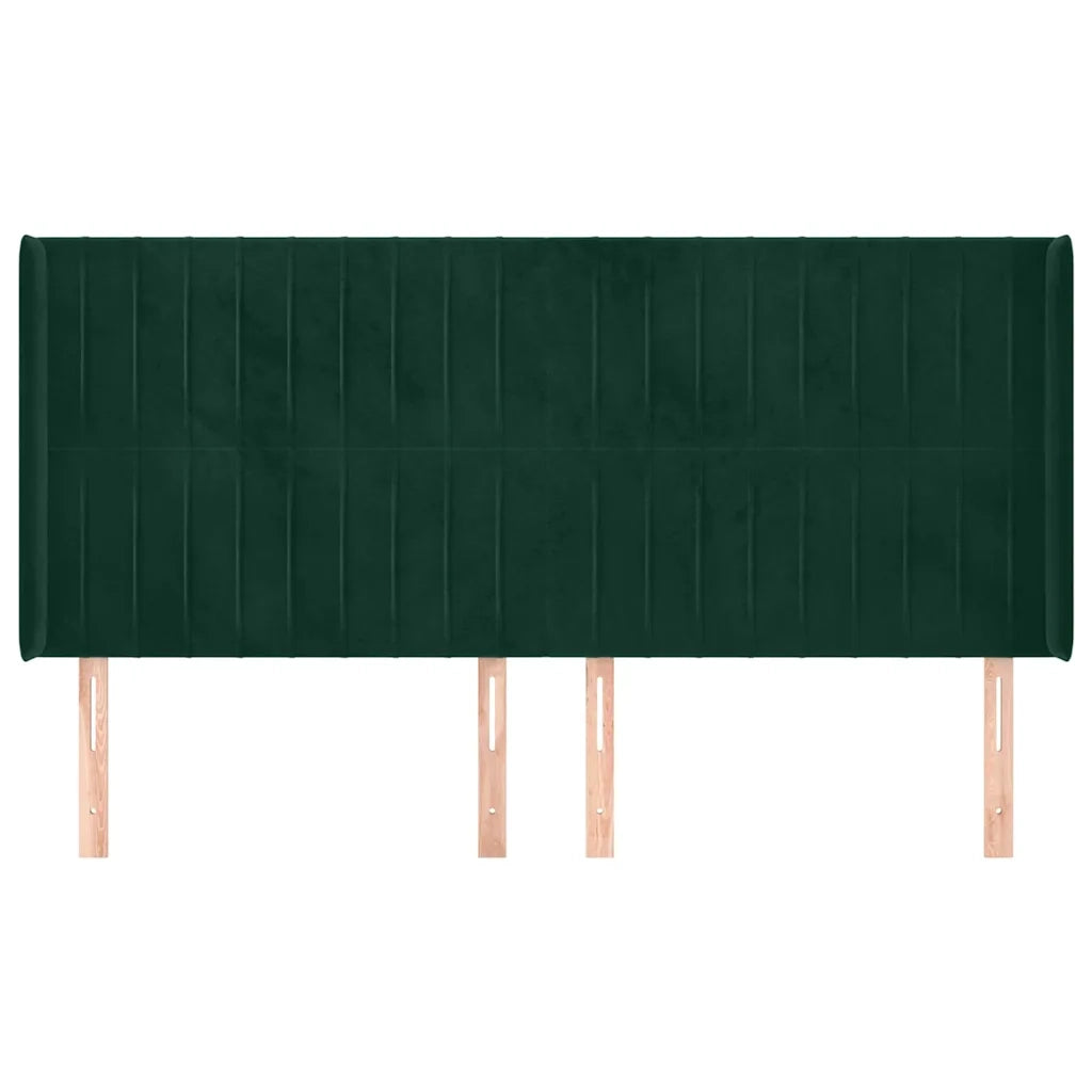 Testiera | Testata ad Orecchio Verde Scuro 163x16x118/128 cm in Velluto