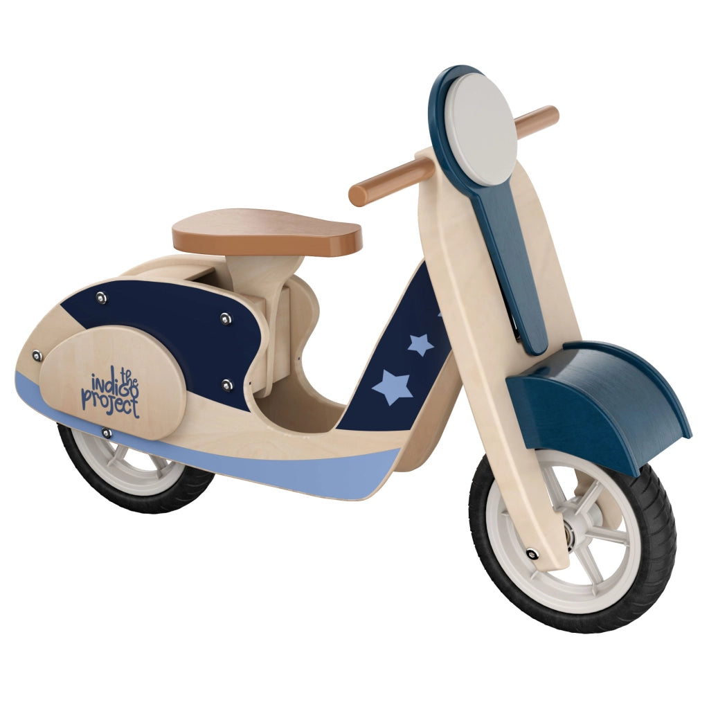 Vespetta - Triciclo Moto scooter montessoriana pedagogica senza pedali per bambini da 36 mesi  71,5x50,5x33,5 cm in legno massello per bambini 36 mesi