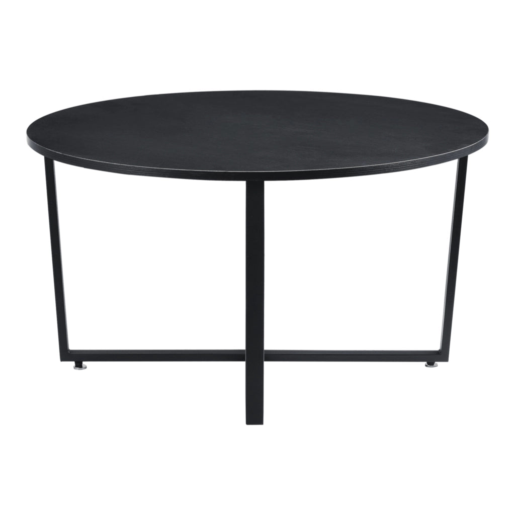 Tavolino Basso da caffè Vadstena con Piano Tondo - Nero [en.casa]