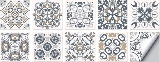 Set di 10 adesivi per piastrelle autoadesivi 10 x 10 cm decorazione per piastrelle per parete per casa, bagno adesivi per piastrelle in PVC impermeabili, cucina adesivi per parete impermeabili al grasso, adatti per soggiorno, cucina, bagno, decorazione