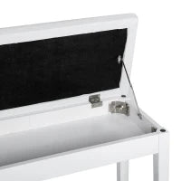 Sgabello Pianoforte Professionale con Vano Portaoggetti Ecopelle, Legno 76 × 36 × 50cm Bianco