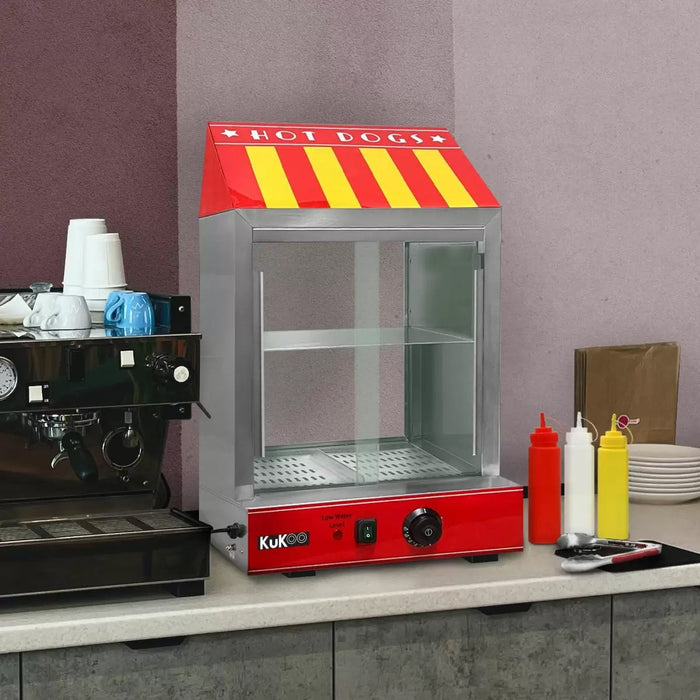 Macchina a Vapore per Hot Dog da Banco 2000W in Acciaio Inox con Accessori