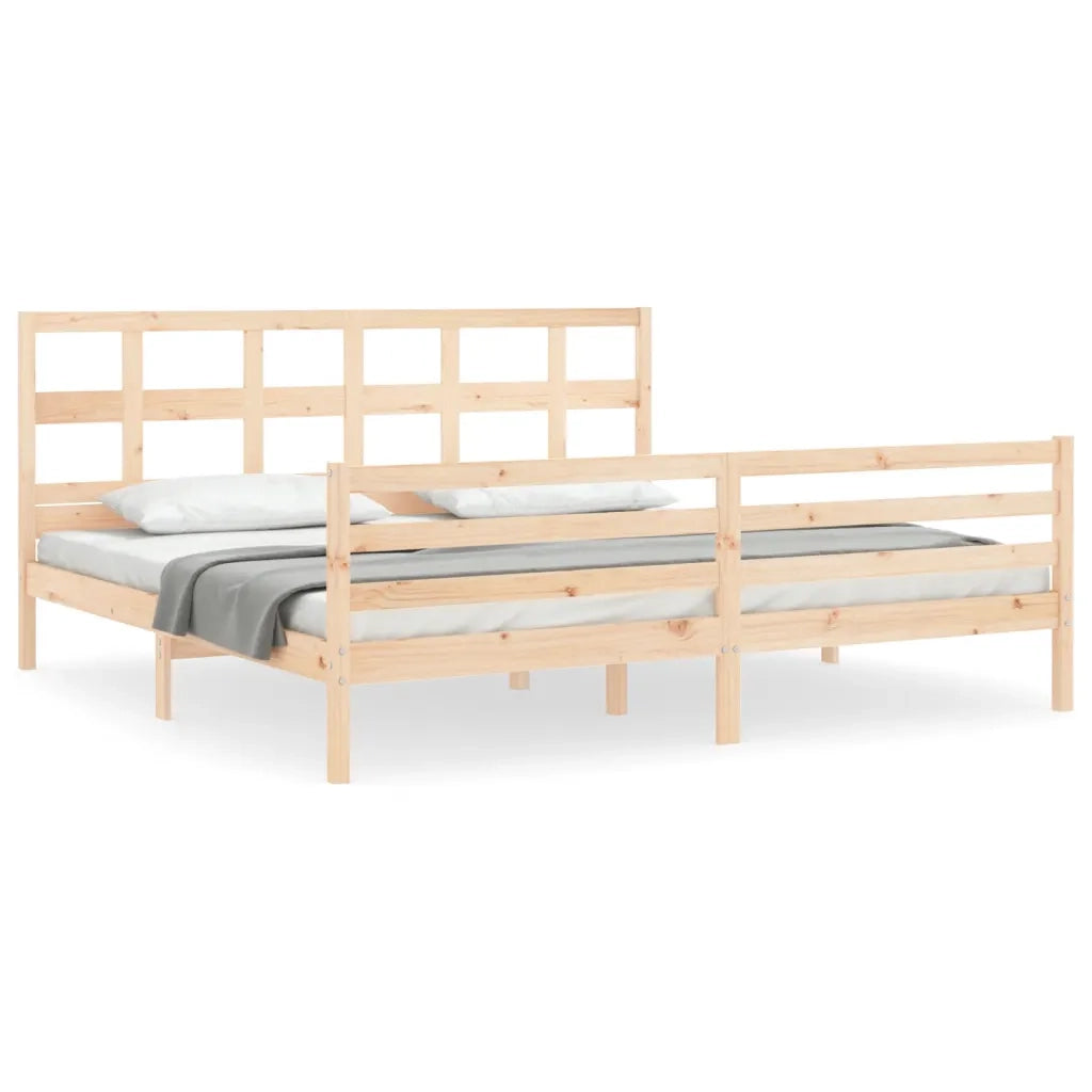 Giroletto con Testiera-Struttura Letto con testiera 200x200 cm in Legno Massello 634908