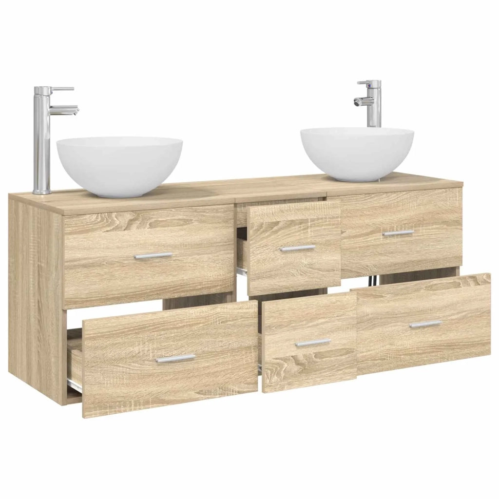 Set di Armadi da Bagno 3 pz Rovere Sonoma 49,5 x 35 x 63 cm 3405797