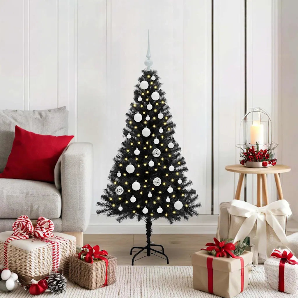 Albero di Natale con 150 LED con supporto Nero 120 cm PVC 3396459