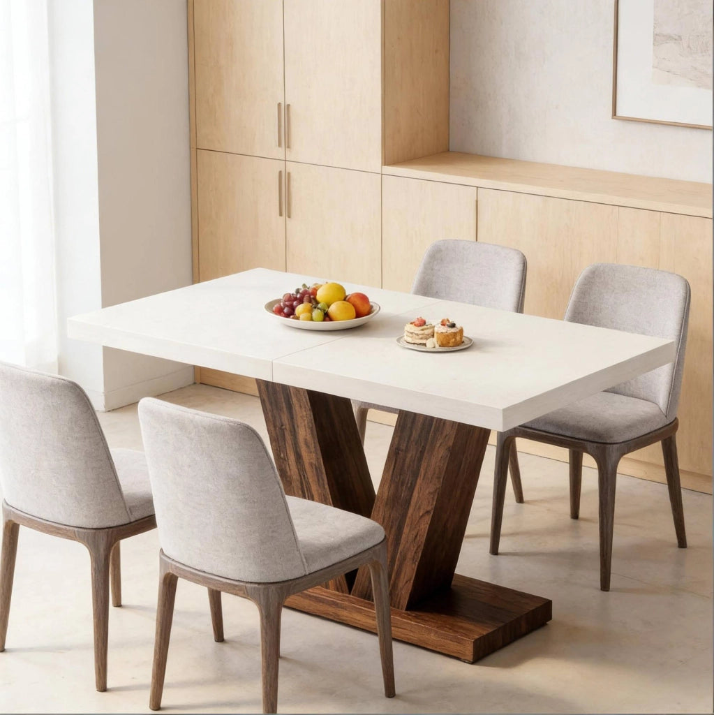 Tavolo da pranzo rettangolare 120x80x75 cm in legno; stile rustico; marrone rustico e bianco