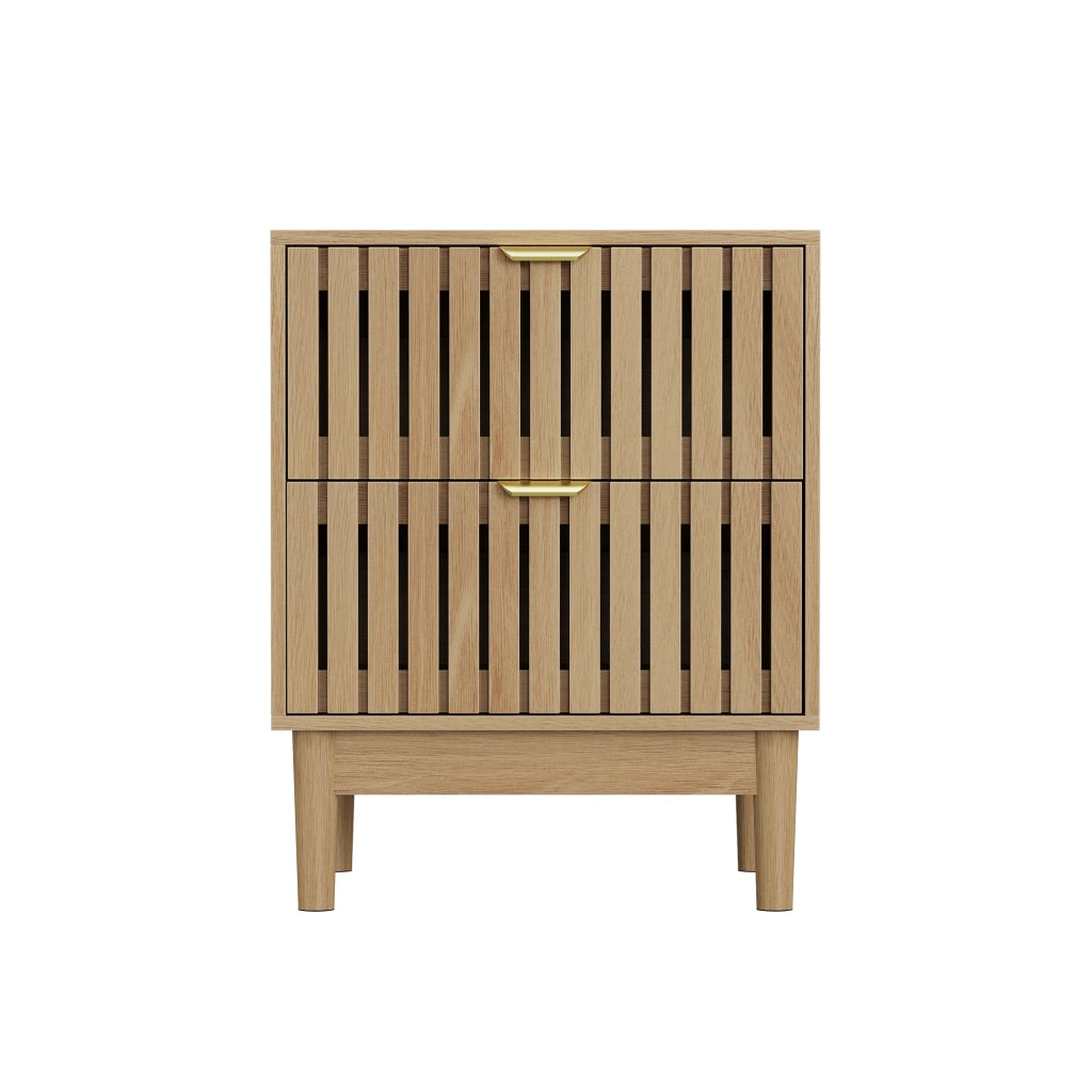 Comodino Mid-Century Modern ¨C MINIMAL ¨C Legno, 2 Cassetti, 45x39x56,5 cm