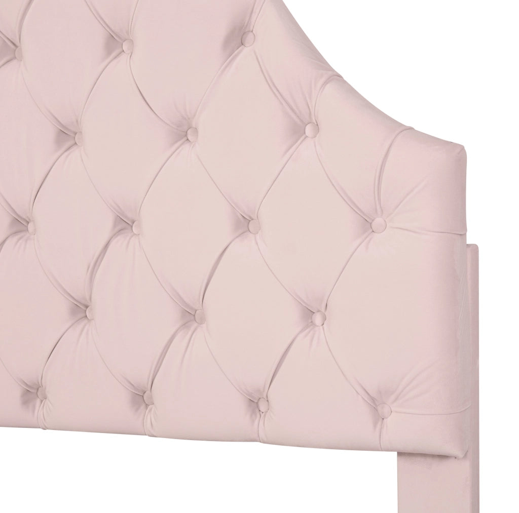 Letto imbottito 90x200 cm con rete a doghe e testiera regolabile in altezza; velluto rosa