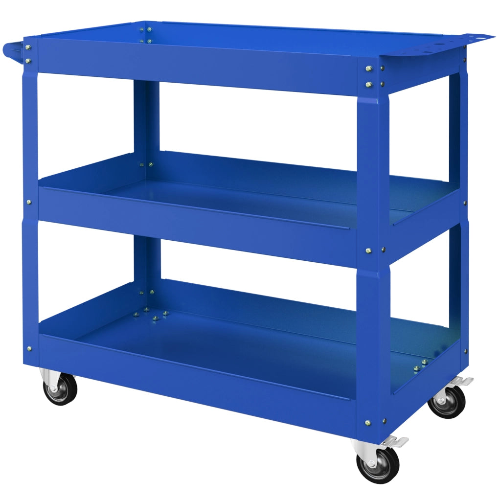 Carrello da lavoro a 3 ripiani ¨C zephmum ¨C blu, acciaio, 83x35.3x76 cm
