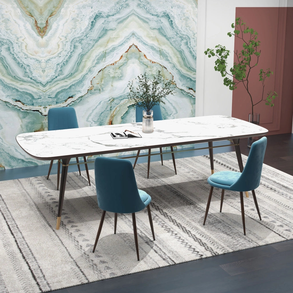 Sedie da Cucina Imbottite, Set 4 Pezzi in Poliestere e Acciaio, 47x55x86 cm, Blu