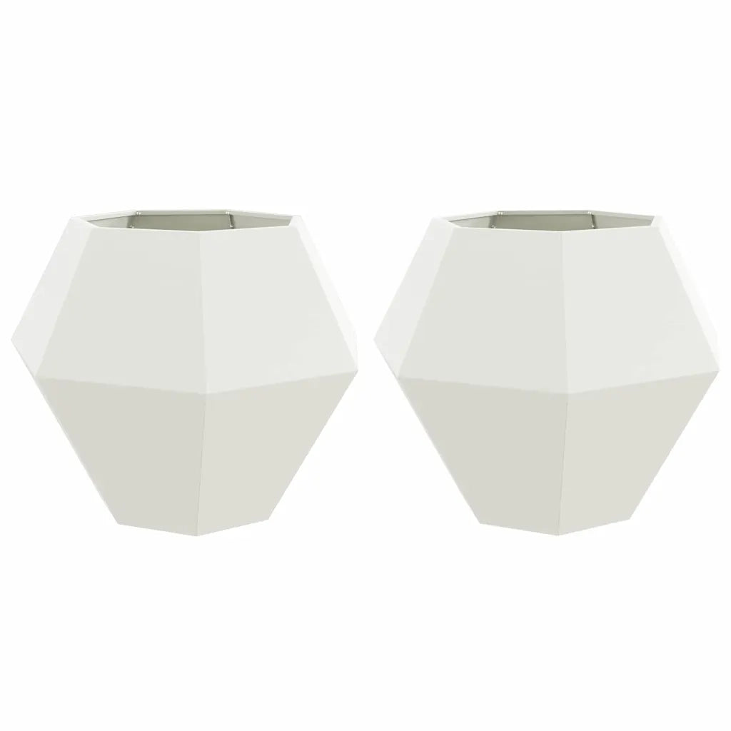 Fioriera 2 pcs Bianco 100 x 100 x 80 cm Acciaio 884027