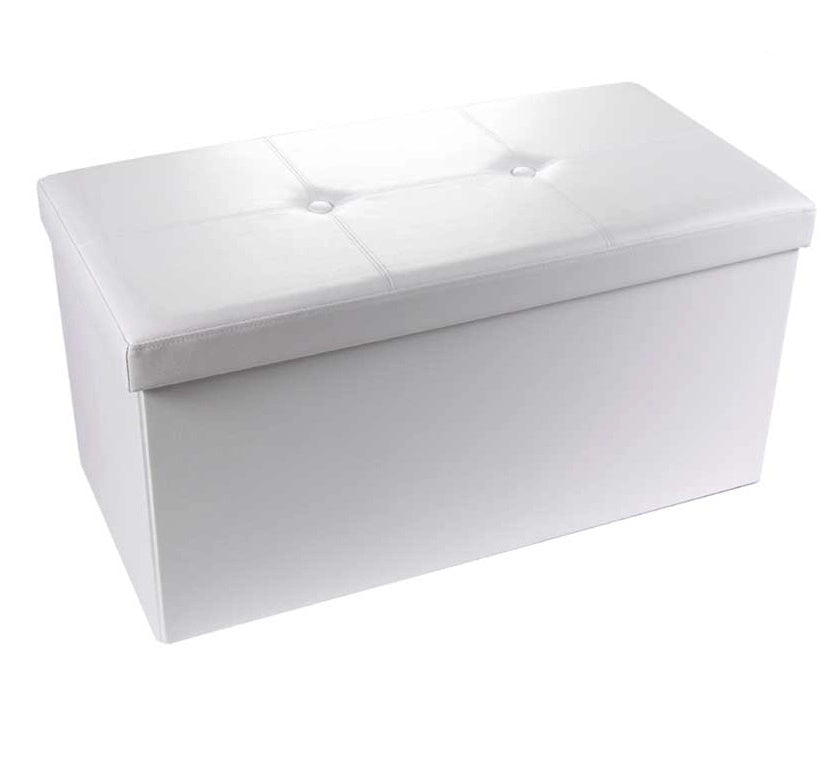 POUF CONTENITORE IMBOTTITO RETTANGOLARE 80X40 CM COLORE BIANCO